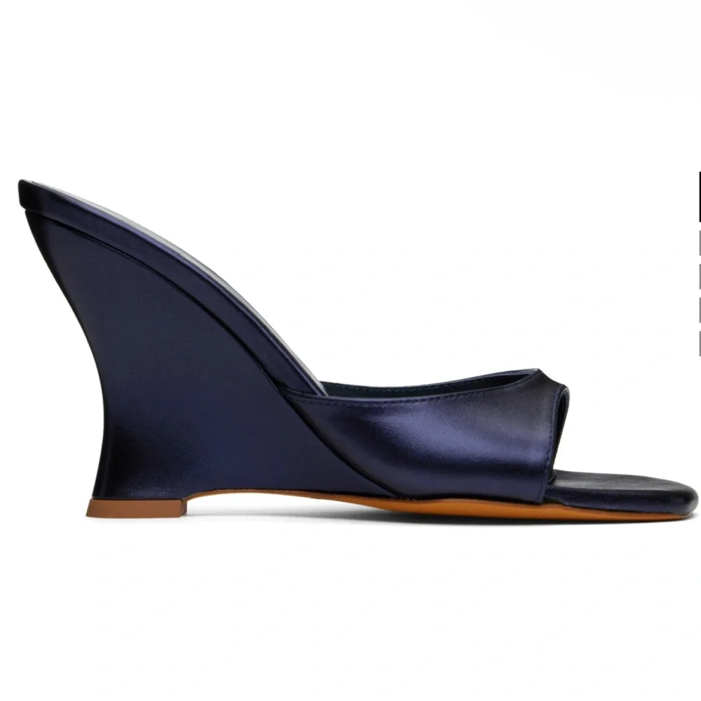MARYAM NASSIR ZADEH Navy Lido Wedge Heeled Sandals Size 6 NIB - Picture 1 of 5